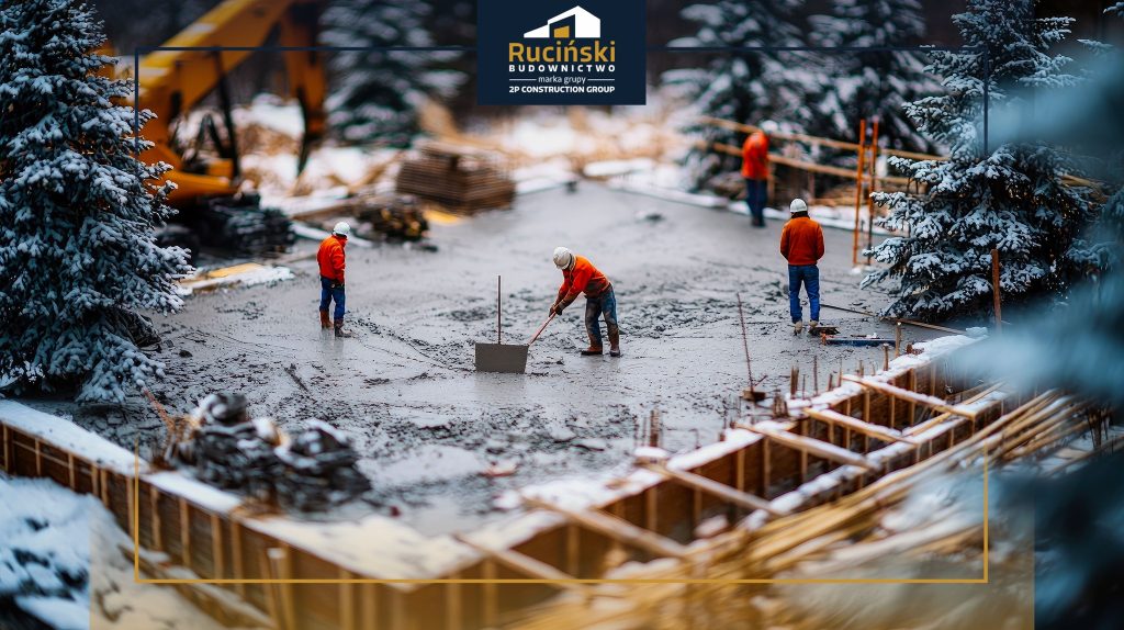 Zespół Ruciński Budownictwo składa życzenia świąteczne i noworoczne – makieta z pracownikami firmy na tle budowy.